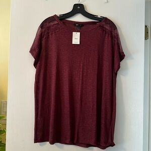 Burgundy colored linen tee shirt